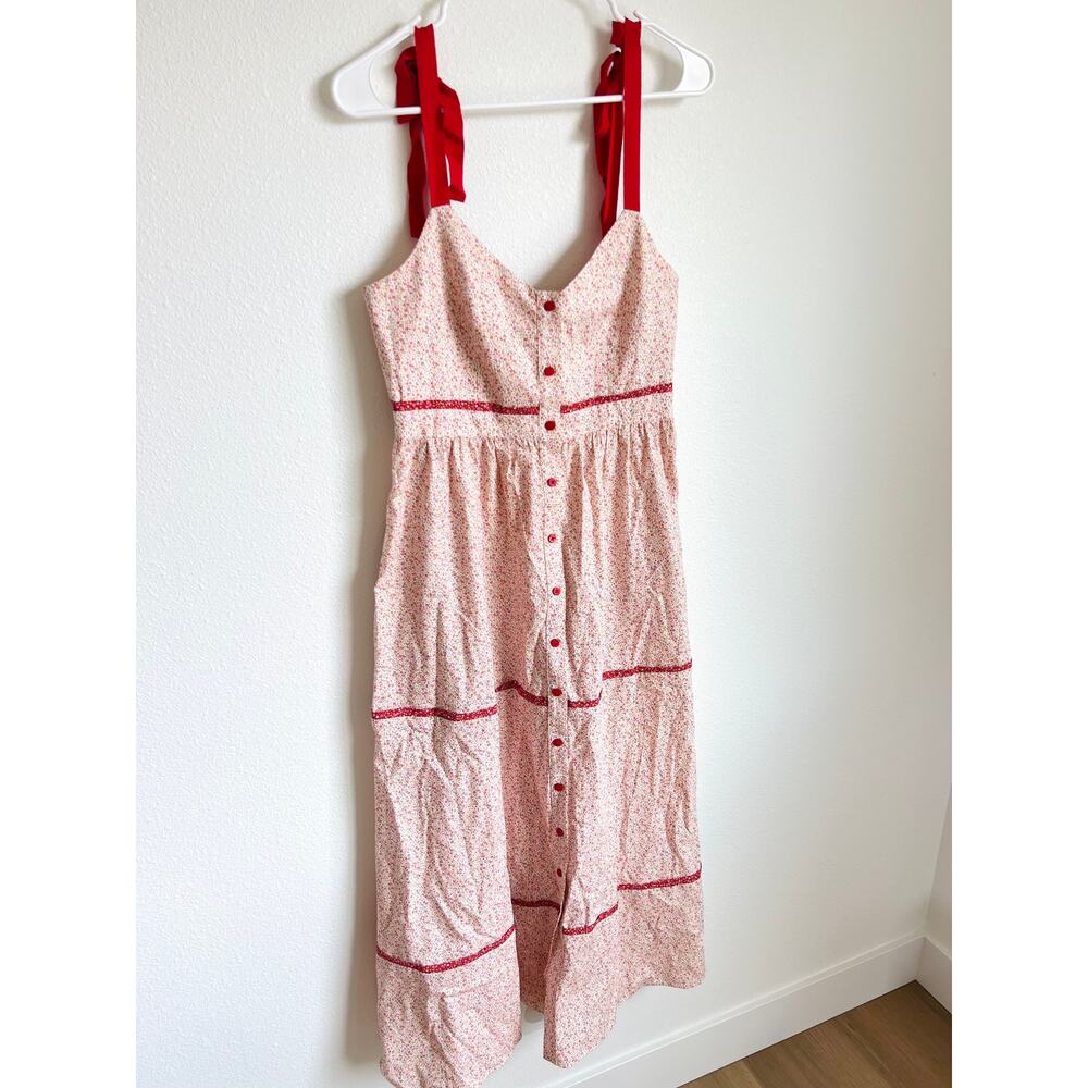 La Ligne Floral Kate Dress Cottagecore Tiered Button Down Women's Small - Picture 5 of 8